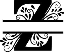 Load image into Gallery viewer, Black Floral Monogram Split Letters
