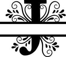 Load image into Gallery viewer, Black Floral Monogram Split Letters
