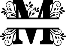 Load image into Gallery viewer, Black Floral Monogram Split Letters
