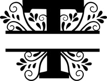 Load image into Gallery viewer, Black Floral Monogram Split Letters
